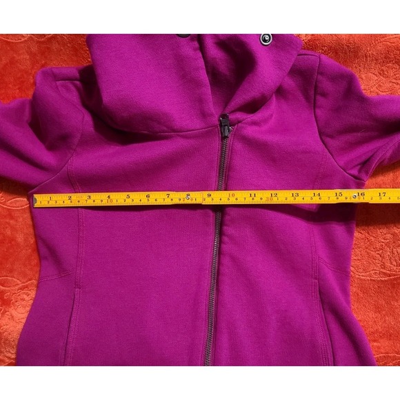 Talbots Petite Asymmetrical Zip Magenta Fleece Funnel Neck Moto Jacket - Picture 6 of 8